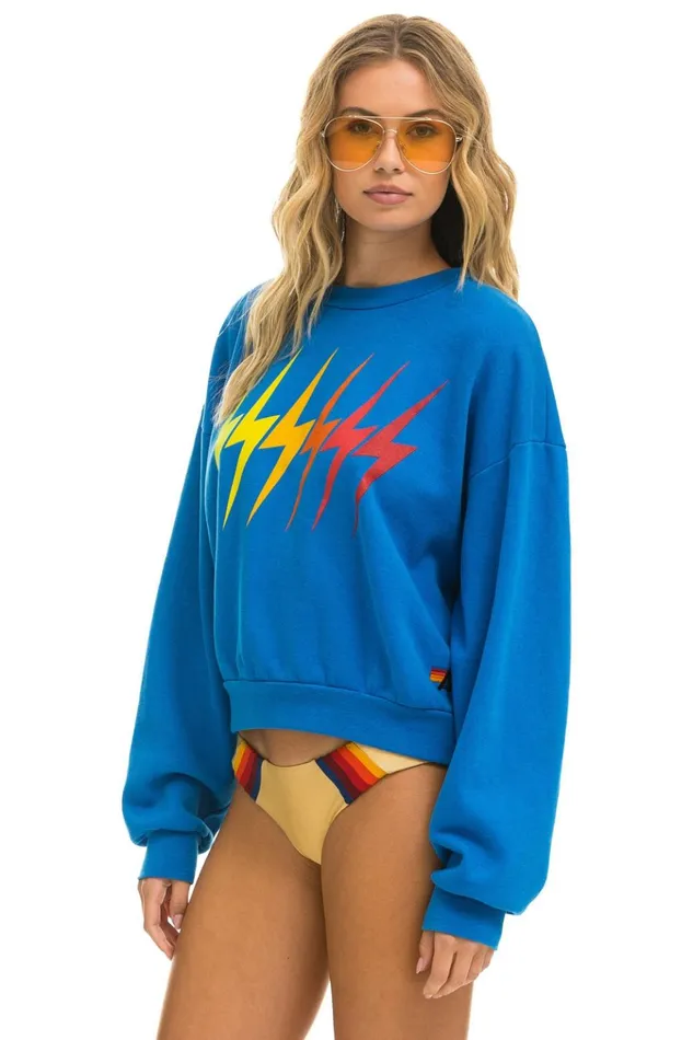 BOLT GRADIENT RELAXED CREW SWEATSHIRT 8211 OCEAN RAINBOW Men Aviator Nation Sweatshirts