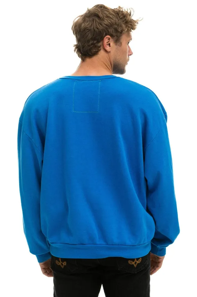BOLT RELAXED CREW SWEATSHIRT 8211 OCEAN NEON YELLOW Women Aviator Nation Sweatshirts