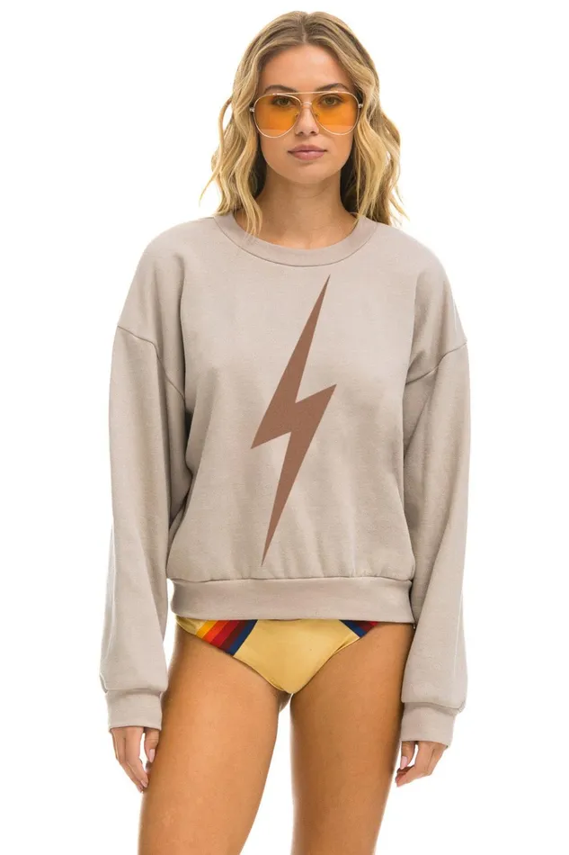 BOLT RELAXED CREW SWEATSHIRT 8211 SAND MOCHA Men Aviator Nation Sweatshirts