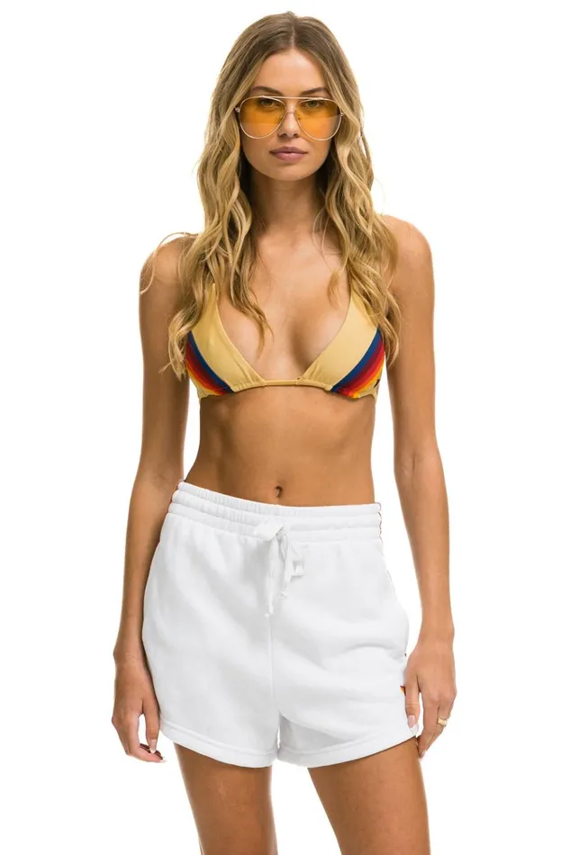 BOLT STRIPE LOUNGER SHORT 8211 WHITE Women Aviator Nation Shorts