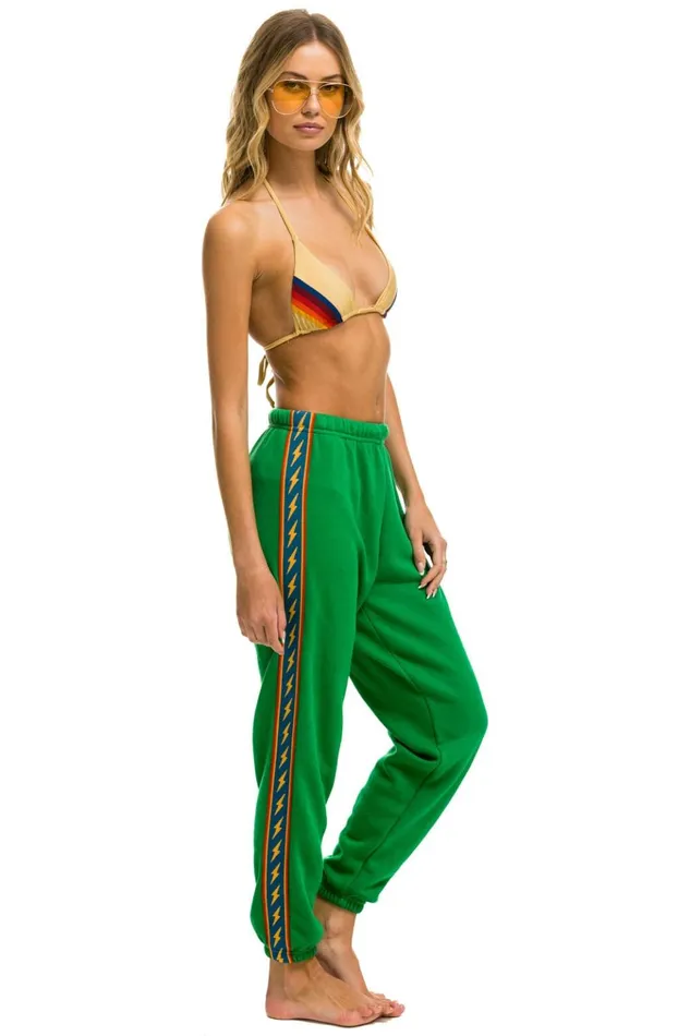 BOLT STRIPE SWEATPANTS 8211 KELLY GREEN Women Aviator Nation Sweatpants