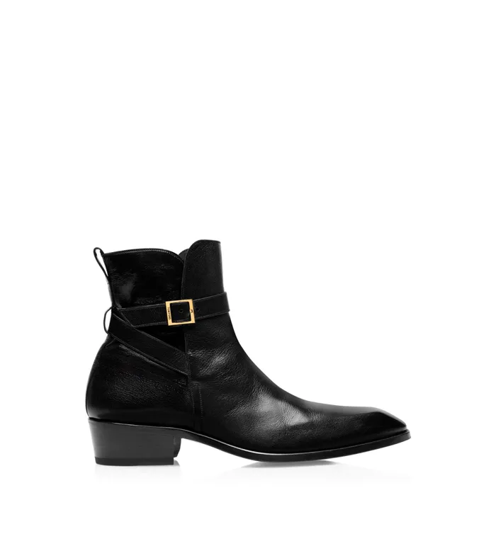 Boots Men TOM FORD SUPPLE GRAIN KENNETH BUCKLE BOOT Black