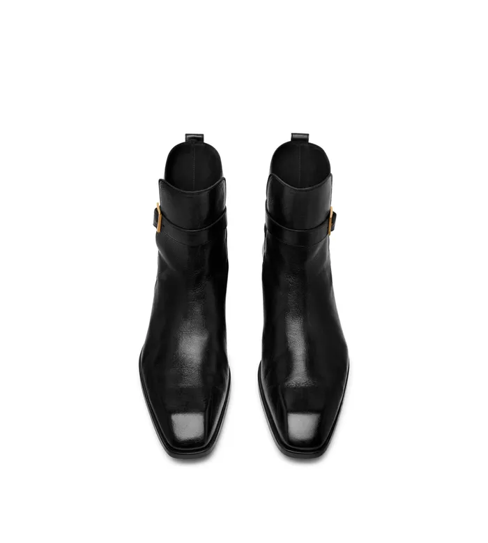 Boots Men TOM FORD SUPPLE GRAIN KENNETH BUCKLE BOOT Black Boots Men TOM FORD SUPPLE GRAIN KENNETH BUCKLE BOOT Black