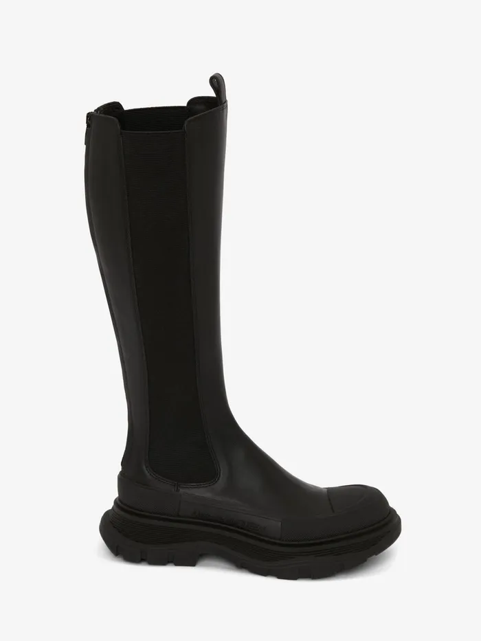 Boots Women Alexander McQueen Tread Slick Knee High Boot Black
