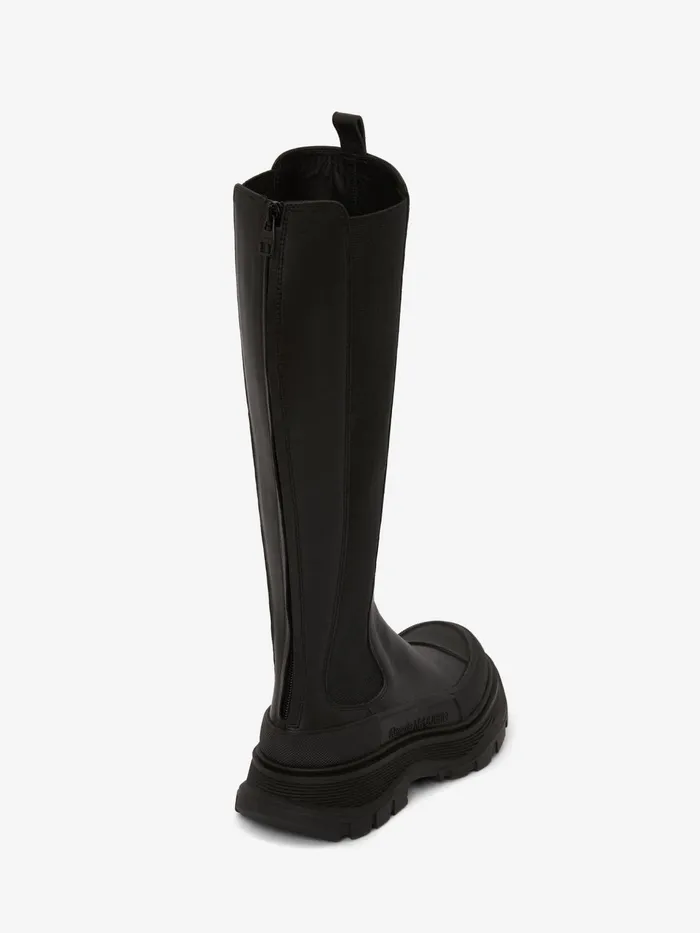 Boots Women Alexander McQueen Tread Slick Knee High Boot Black
