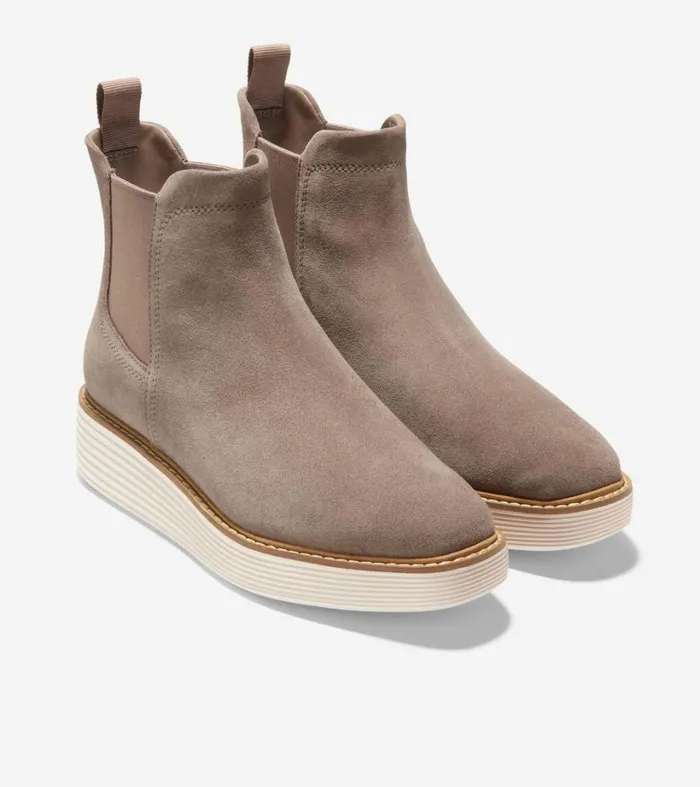 Boots Women Cole Haan riginalGrand Platform Chelsea Boot Irish Coffee Suedeivory
