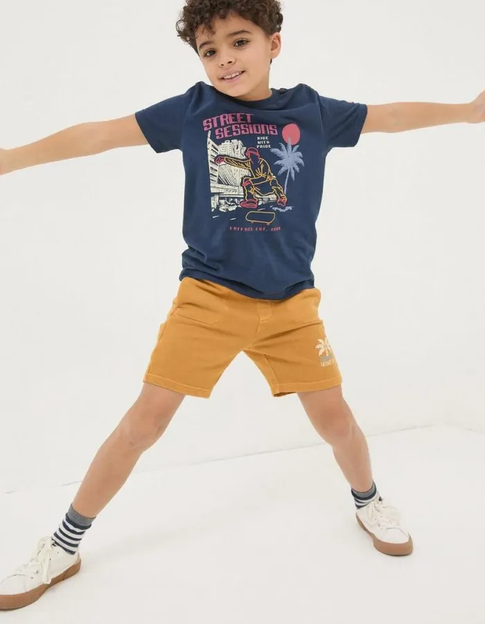 Boys Shorts FatFace Eddie Sweat Shorts Yellow