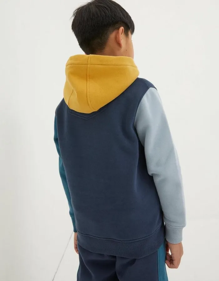 Boys Sweatshirts and Hoodies FatFace Colour Block Popover Hoodie Navy