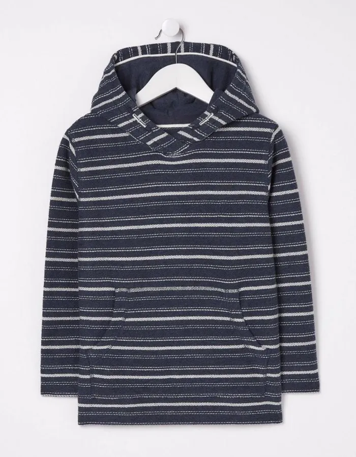Boys Sweatshirts and Hoodies FatFace Stripe Popover Hoodie Navy