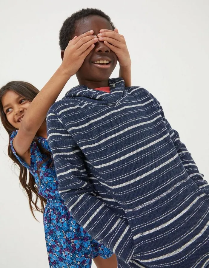 Boys Sweatshirts and Hoodies FatFace Stripe Popover Hoodie Navy
