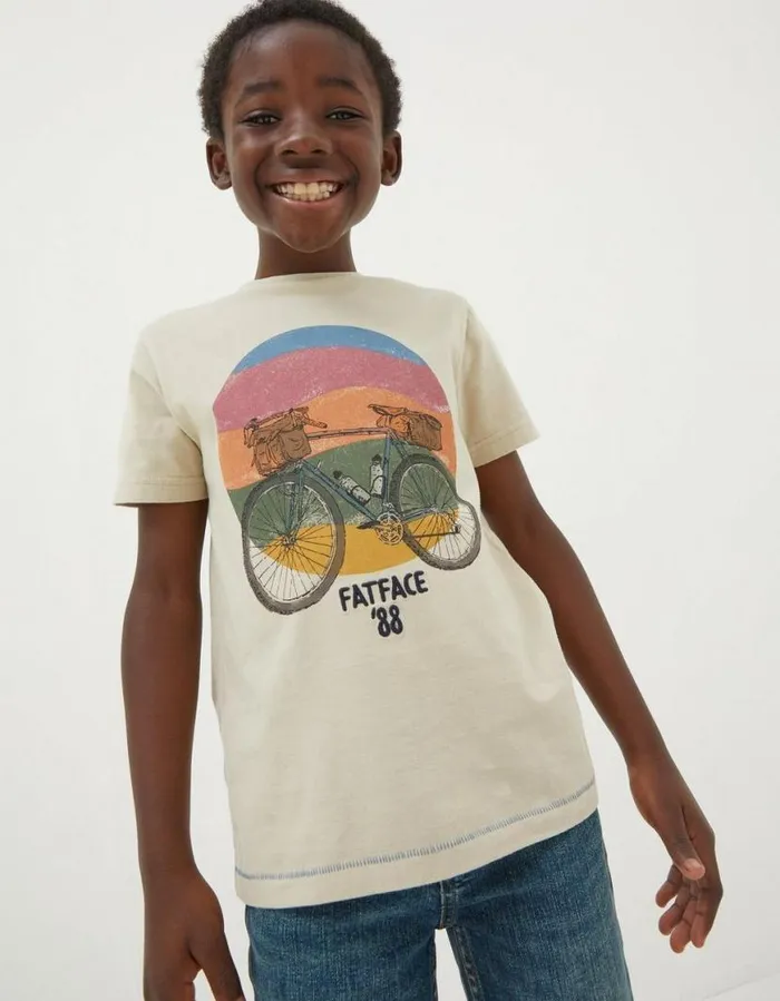 Boys TShirts and Polos FatFace Bike Sunset TShirt Natural
