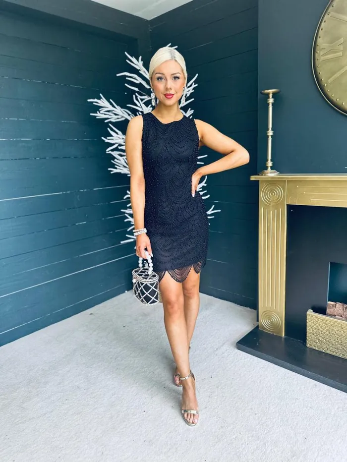 Brandi Embellished Mini Dress Black Womens Canella Lane Mini