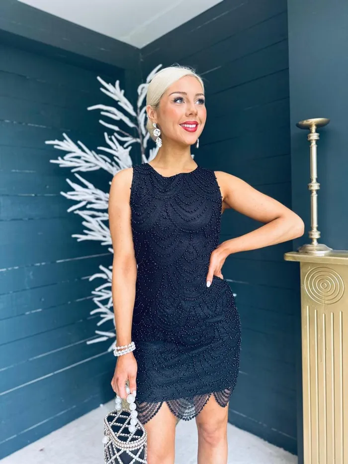 Brandi Embellished Mini Dress Black Womens Canella Lane Mini