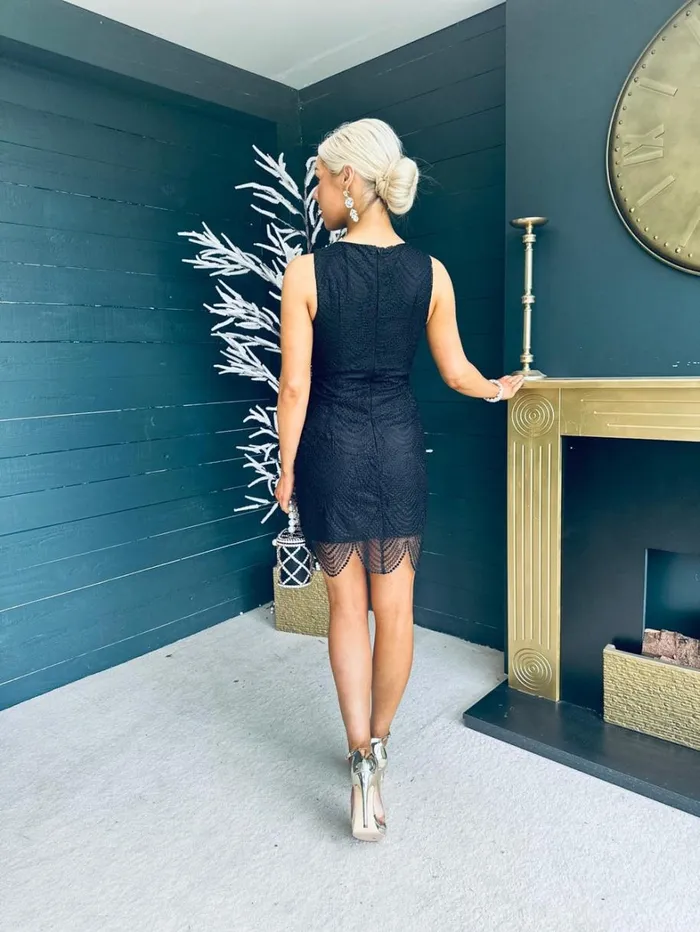 Brandi Embellished Mini Dress Black Womens Canella Lane Mini