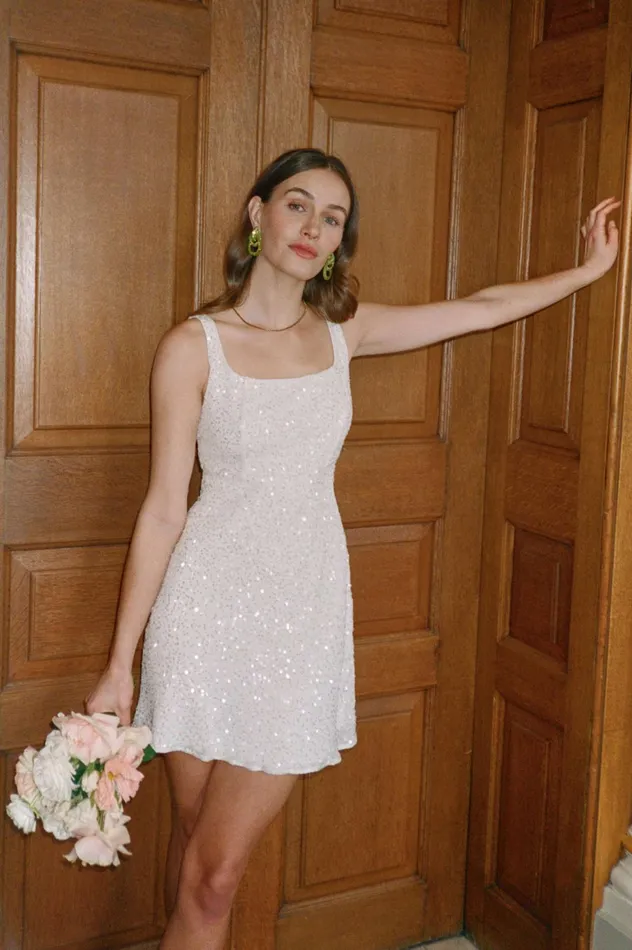 Bridal Women RIXO Ronan Squiggle Sequin Ivory