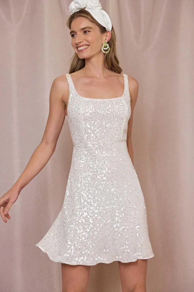 Bridal Women RIXO Ronan Squiggle Sequin Ivory Bridal Women RIXO Ronan Squiggle Sequin Ivory