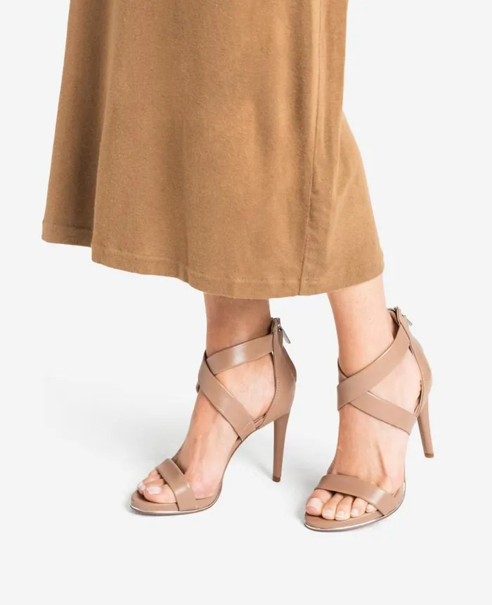 Brooke Cross Strap Heeled Sandal Latte Women Kenneth Cole Pumps and Heels Brooke Cross Strap Heeled Sandal Latte Women Kenneth Cole Pumps and Heels