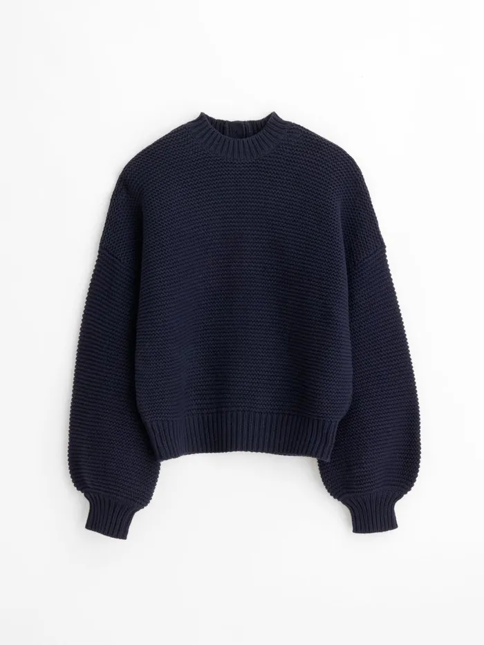 ButtonBack Crewneck Sweater Dark Navy Women Alex Mill Sweaters