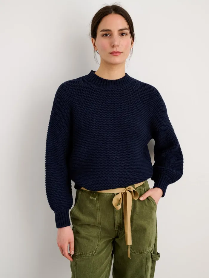 ButtonBack Crewneck Sweater Dark Navy Women Alex Mill Sweaters