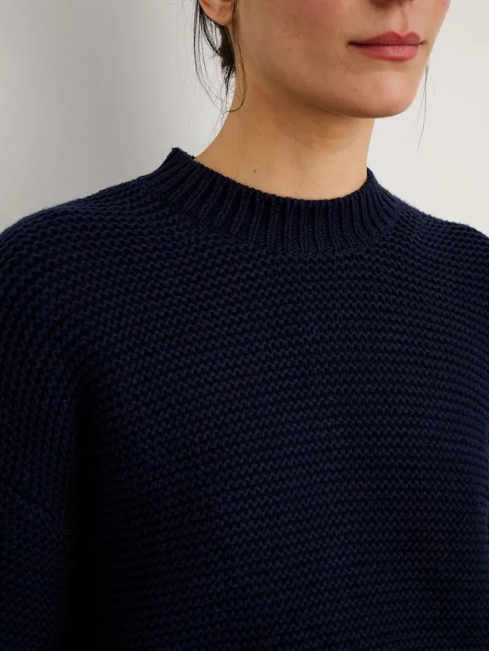 ButtonBack Crewneck Sweater Dark Navy Women Alex Mill Sweaters