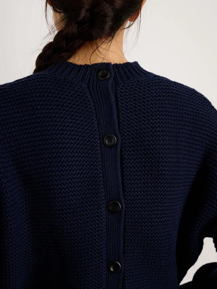 ButtonBack Crewneck Sweater Dark Navy Women Alex Mill Sweaters