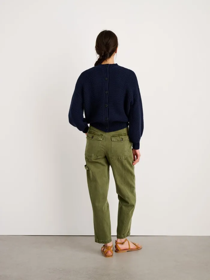 ButtonBack Crewneck Sweater Dark Navy Women Alex Mill Sweaters