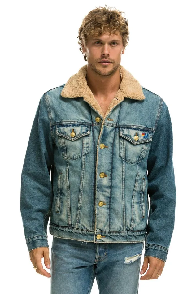 CALI LOVER RANCH SHERPA DENIM JACKET 8211 VINTAGE WomenMen Aviator Nation Denim Jackets