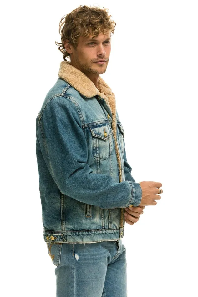 CALI LOVER RANCH SHERPA DENIM JACKET 8211 VINTAGE WomenMen Aviator Nation Denim Jackets