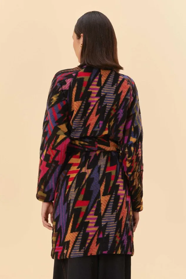 Cardigans Women FARM Rio Black Lightning Maxi Fleece Cardigan Cardigans Women FARM Rio Black Lightning Maxi Fleece Cardigan