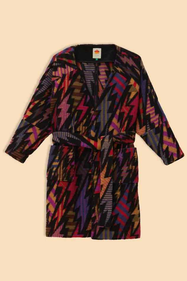 Cardigans Women FARM Rio Black Lightning Maxi Fleece Cardigan Cardigans Women FARM Rio Black Lightning Maxi Fleece Cardigan