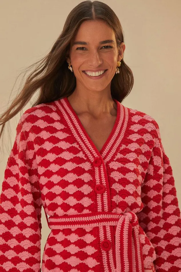 Cardigans Women FARM Rio Fan Stitch Crochet Cardigan