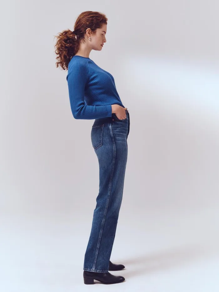 Carla High Rise Straight Jean Vintage Dark Indigo Women Alex Mill Pants