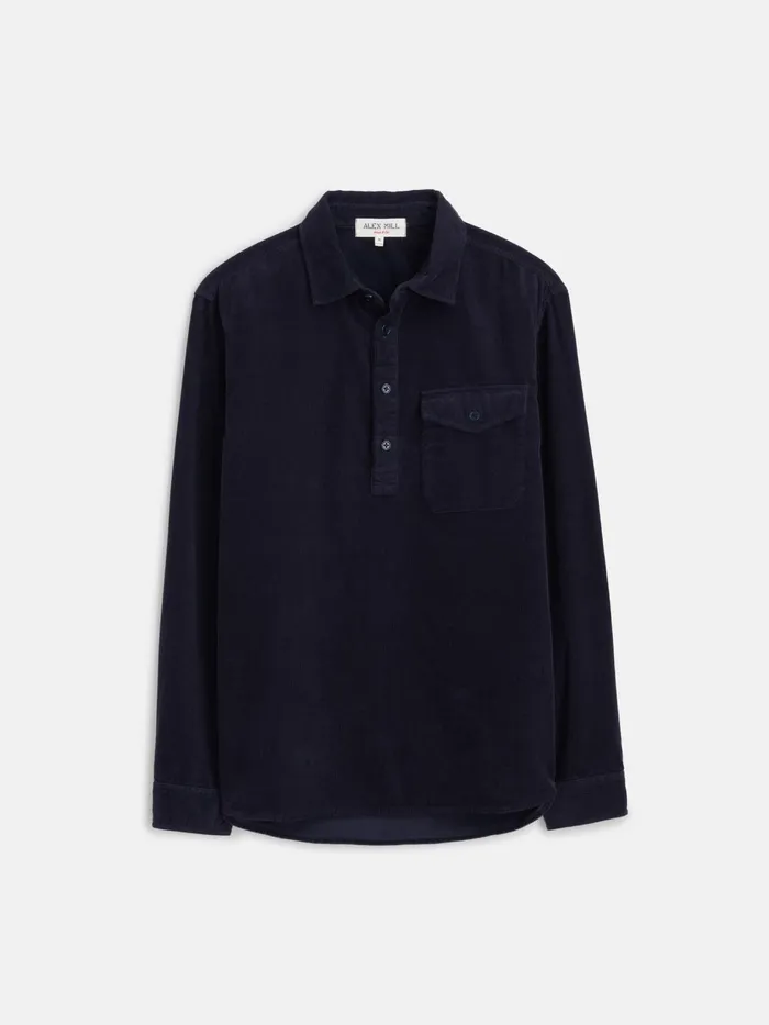 Carter Popover Shirt In Fine Wale Corduroy Navy Men Alex Mill Shirts