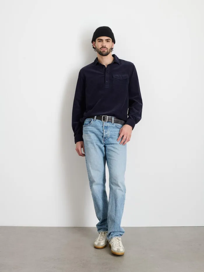 Carter Popover Shirt In Fine Wale Corduroy Navy Men Alex Mill Shirts