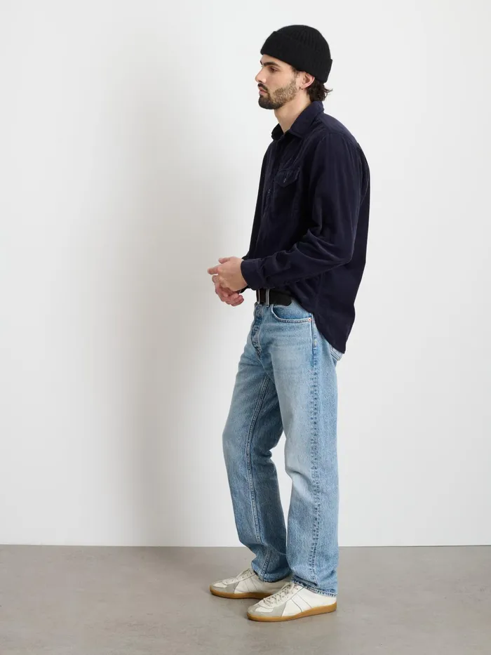 Carter Popover Shirt In Fine Wale Corduroy Navy Men Alex Mill Shirts