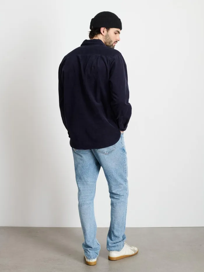 Carter Popover Shirt In Fine Wale Corduroy Navy Men Alex Mill Shirts