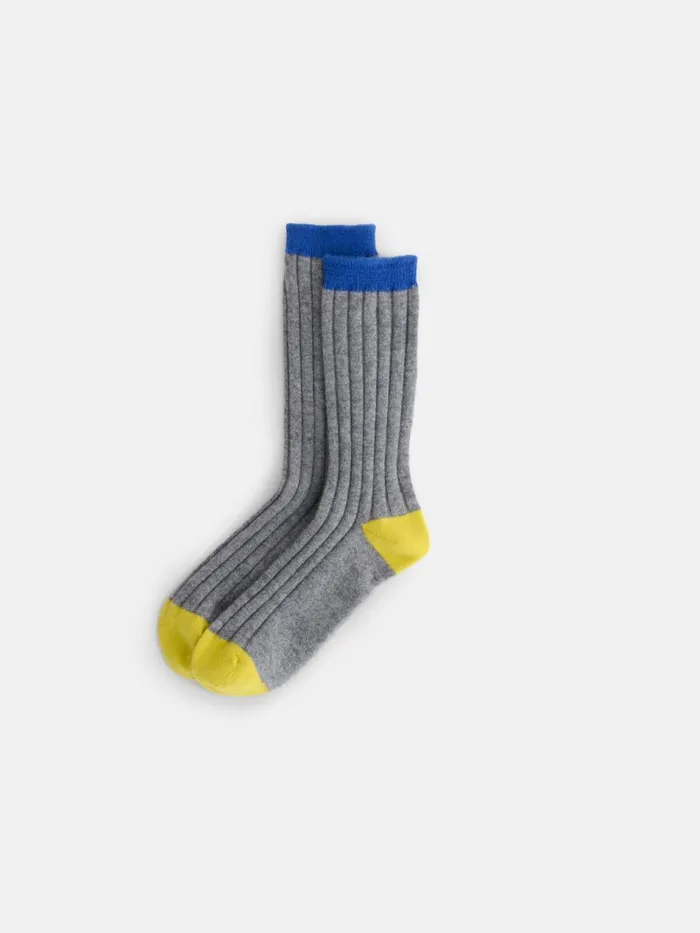 Cashmere Socks Heather Greyyellowblue Men Alex Mill