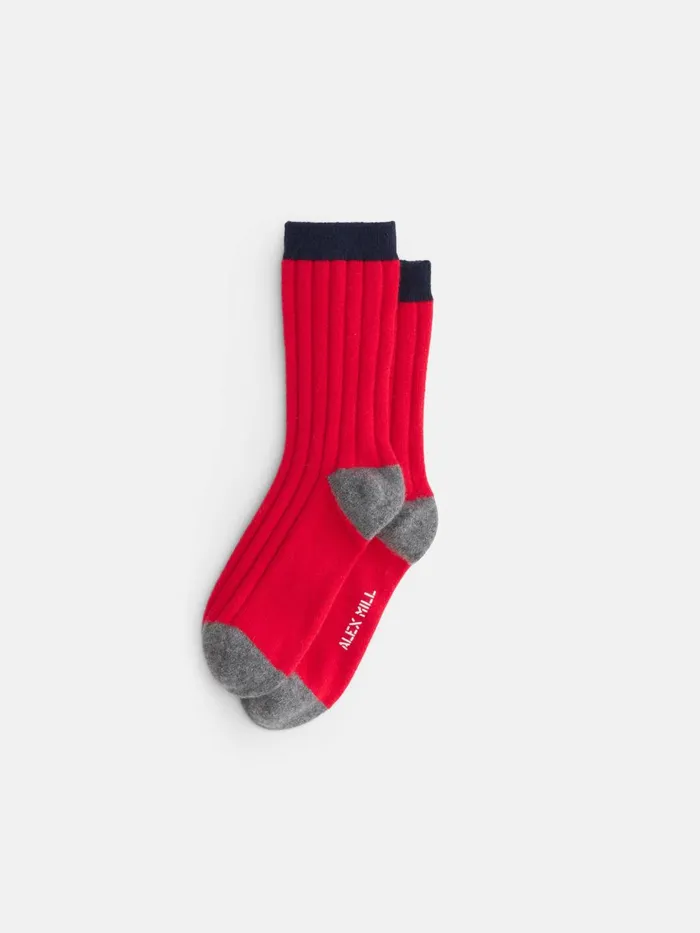 Cashmere Socks Redheather Greynavy Women Alex Mill
