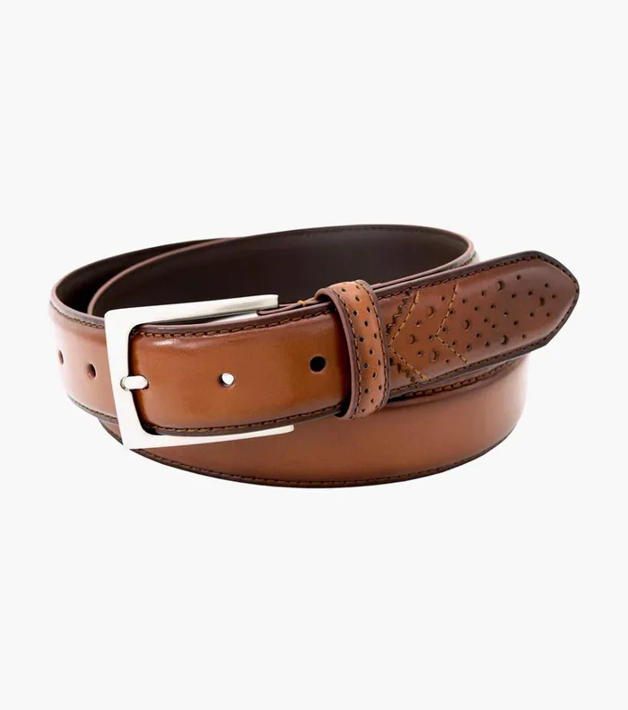 Castellano Wingtip Belt Cognac Men Florsheim Belts and Suspenders