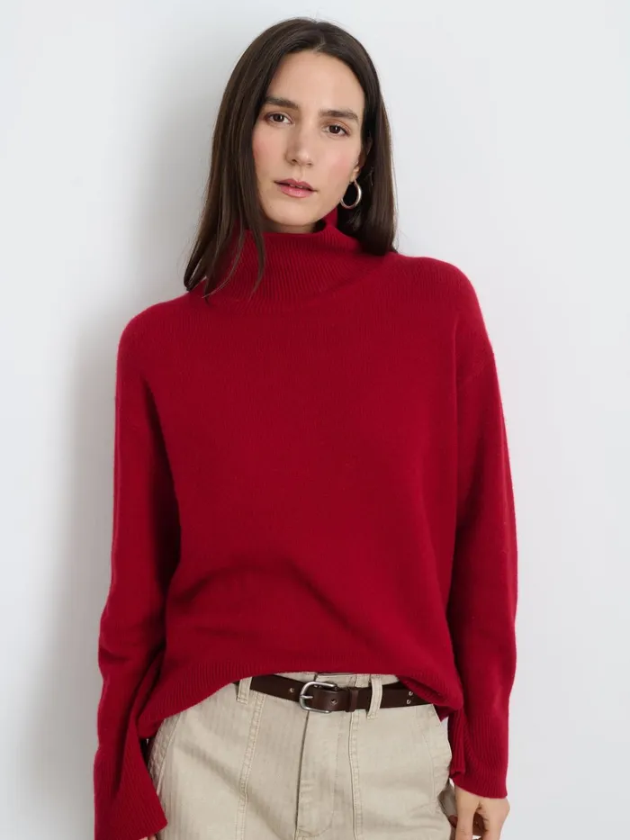 Cecile Turtleneck In Cashmere Garnet Women Alex Mill Sweaters