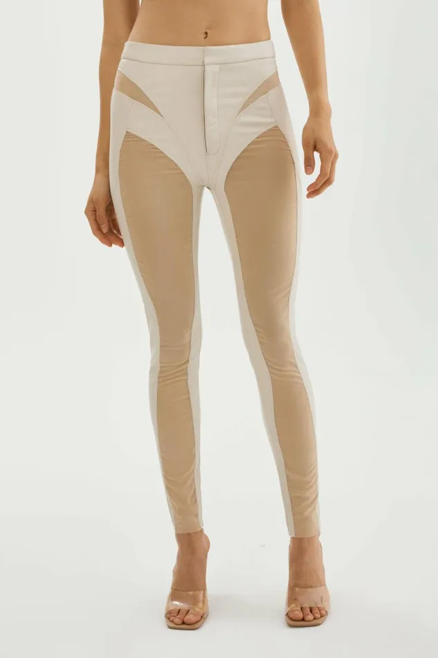 Celicia Faux Leather Mesh Leggings Bone Women Lamarque PANTS