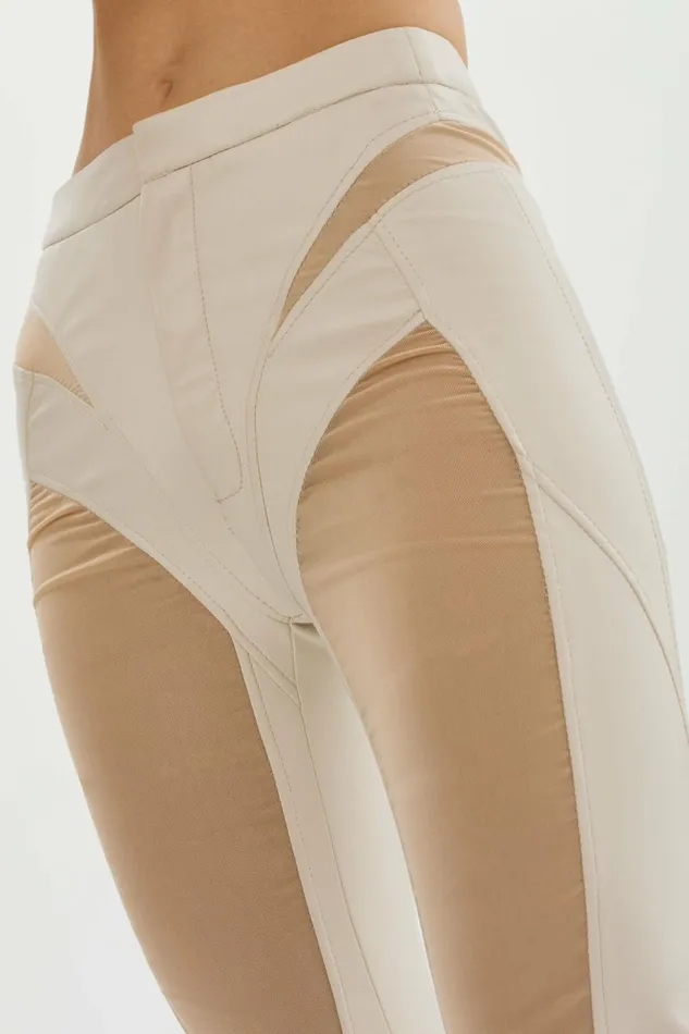 Celicia Faux Leather Mesh Leggings Bone Women Lamarque PANTS