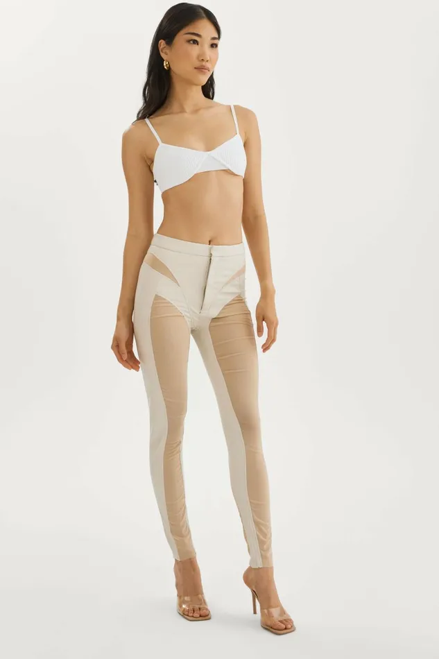 Celicia Faux Leather Mesh Leggings Bone Women Lamarque PANTS