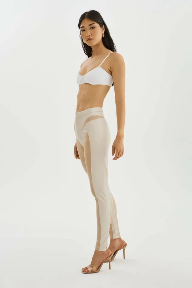 Celicia Faux Leather Mesh Leggings Bone Women Lamarque PANTS