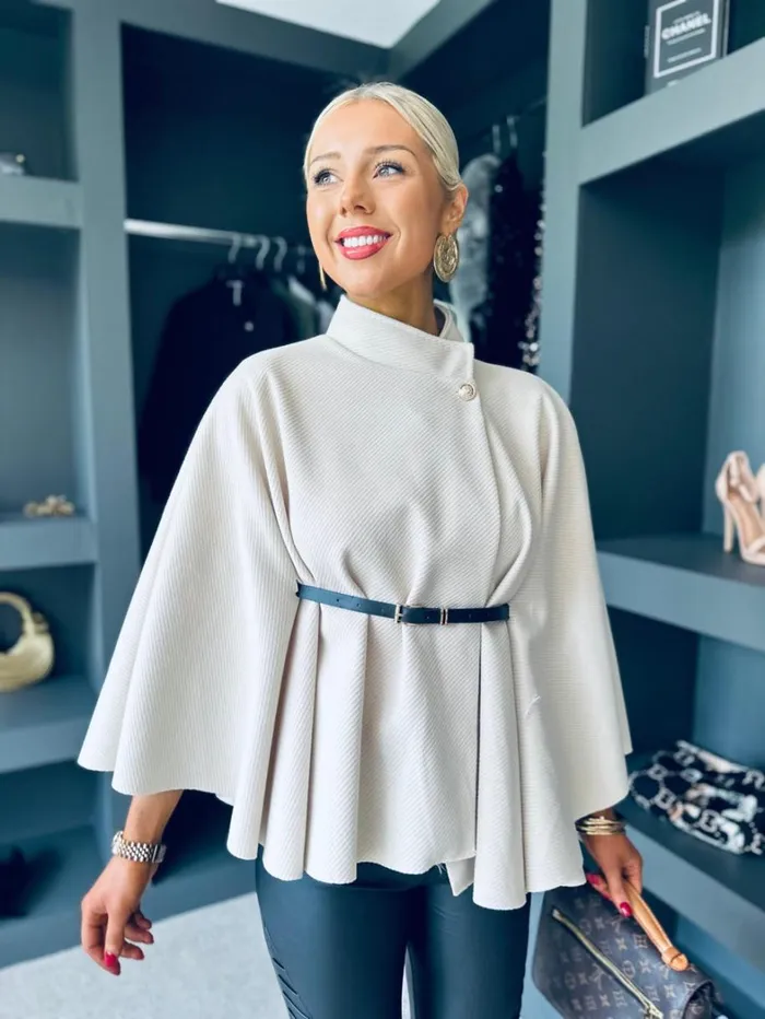 Celine Belted Cape Beige Womens Canella Lane Coats and Jackets