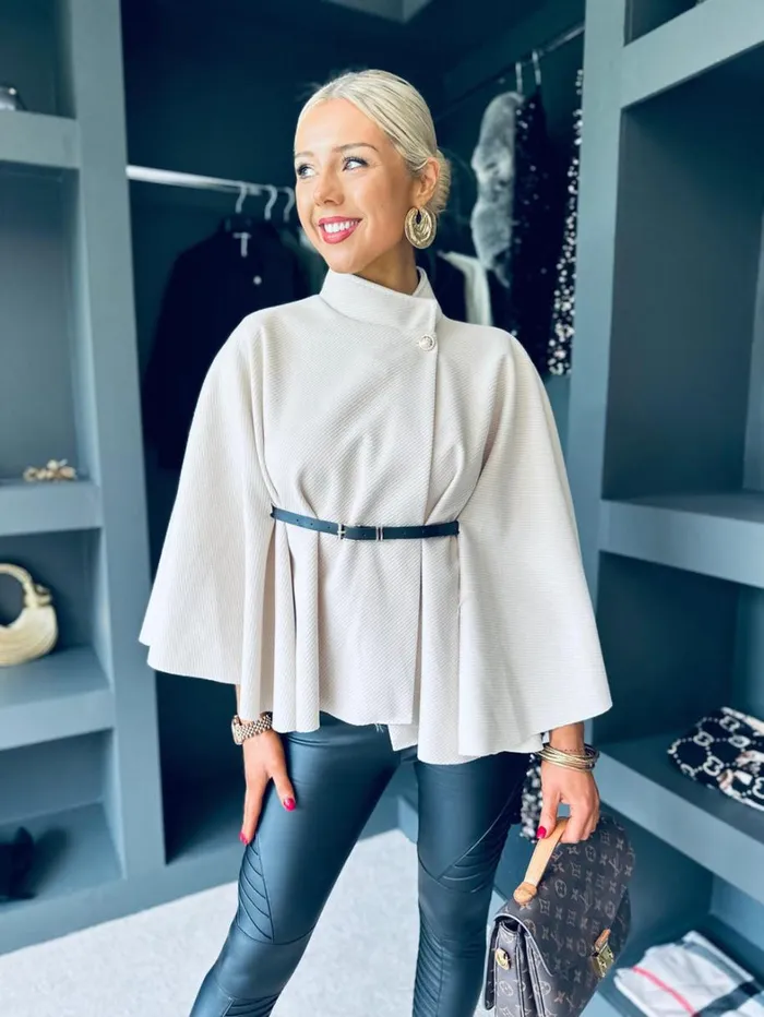 Celine Belted Cape Beige Womens Canella Lane Coats and Jackets