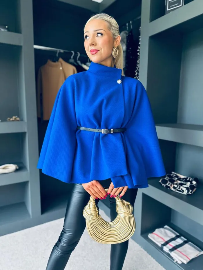 Celine Belted Cape Cobalt Womens Canella Lane Coats and Jackets