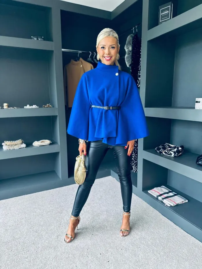 Celine Belted Cape Cobalt Womens Canella Lane Coats and Jackets