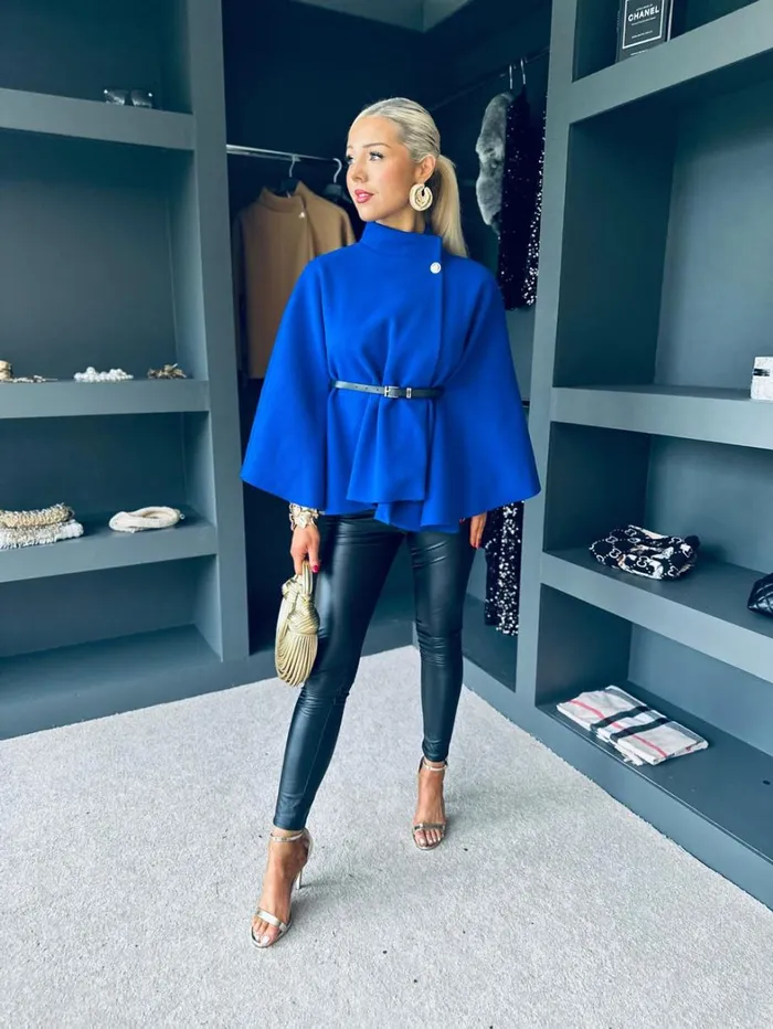 Celine Belted Cape Cobalt Womens Canella Lane Coats and Jackets