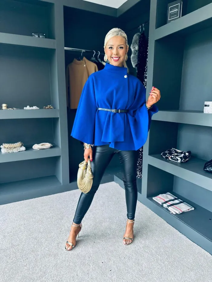 Celine Belted Cape Cobalt Womens Canella Lane Coats and Jackets